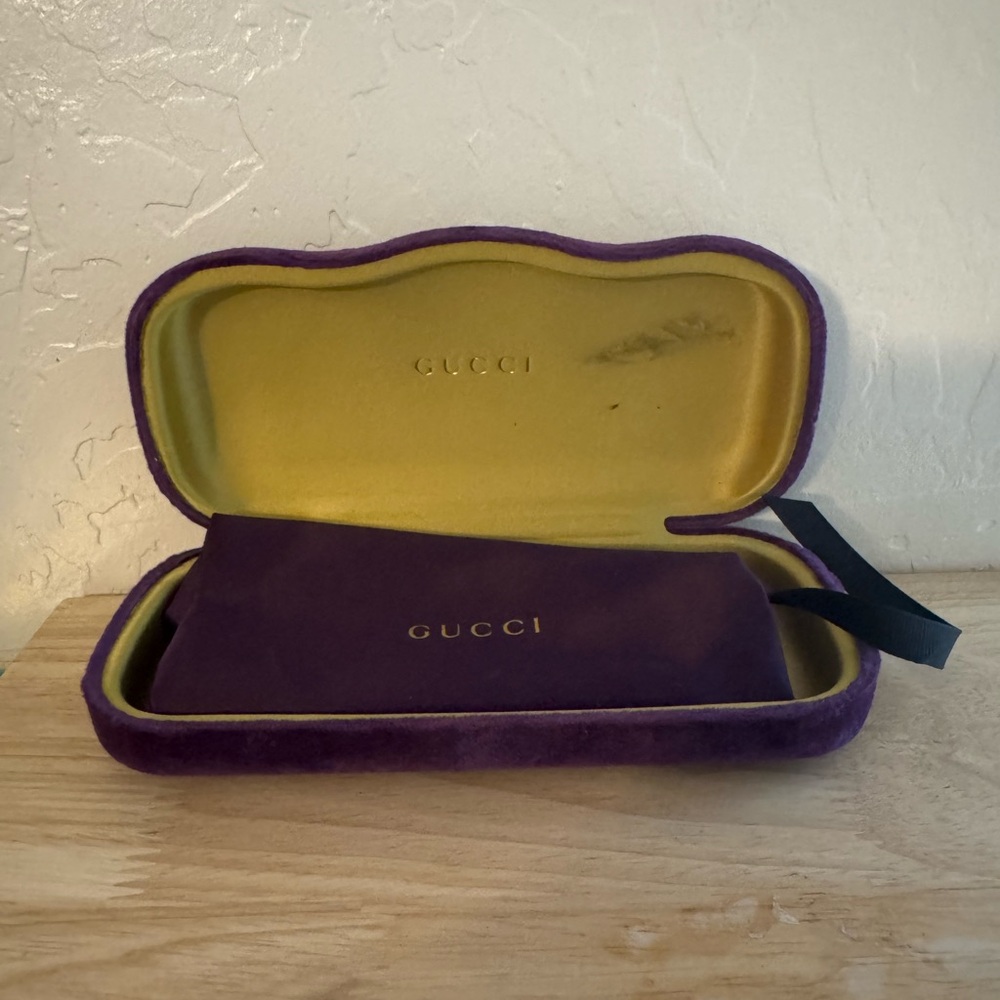 Gucci Velvet Eyewear Pouch in Purple and Mustard